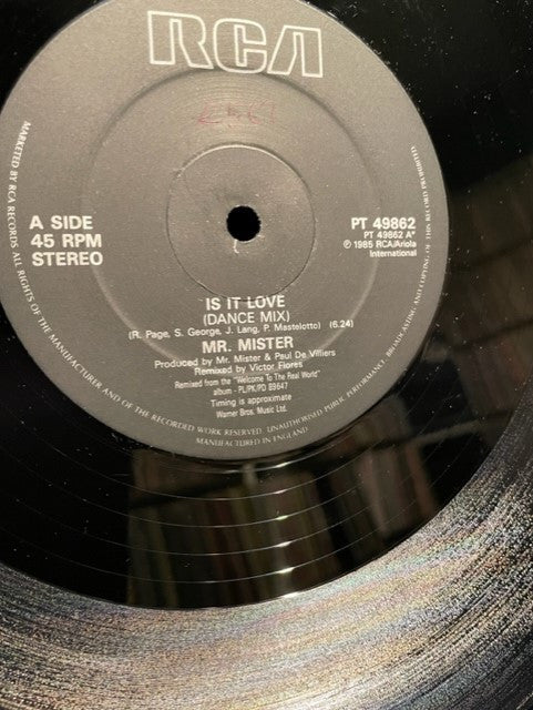 Mr. Mister - Is It Love (Vinyl, 12", 45 RPM, Maxi-Single) Very Good (VG) / Very Good Plus (VG+)