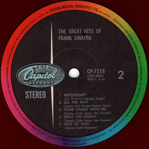 Frank Sinatra - The Great Hits Of (Vinyl, LP, Compilation, Stereo) Very Good (VG) / Very Good (VG)