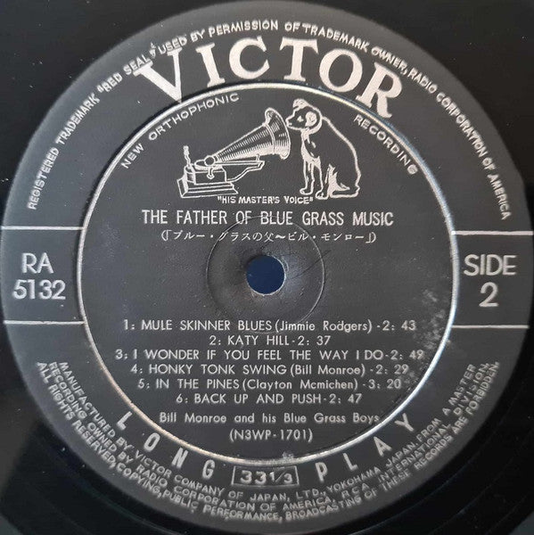 Bill Monroe & His Blue Grass Boys - The Father Of Bluegrass Music (Vinyl, LP, Compilation, Mono) Very Good (VG) / Very Good (VG)