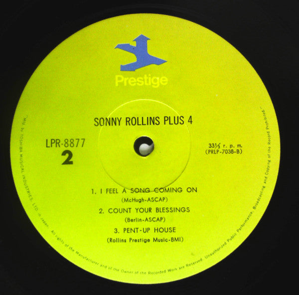 Sonny Rollins - Plus 4 (Vinyl, LP, Album, Reissue) Very Good Plus (VG+) / Very Good Plus (VG+)