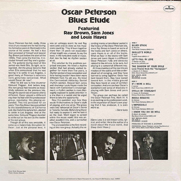 Oscar Peterson - Blues Etude (Vinyl, LP, Album, Reissue, Stereo) Very Good (VG) / Good Plus (G+)