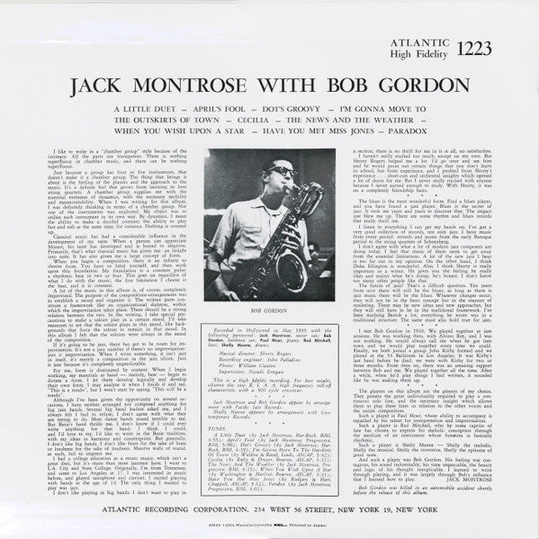 Jack Montrose - Arranged/Played/Composed (Vinyl, LP, Album, Mono) Very Good Plus (VG+) / Near Mint (NM or M-)