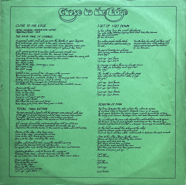 Yes - Close To The Edge = Kiseki (Vinyl, LP, Album) Very Good Plus (VG+) / Very Good (VG)