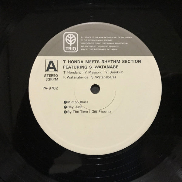 Takehiro Honda - T. Honda Meets Rhythm Section Featuring S. Watanabe (Vinyl, LP, Album, Reissue, Stereo) Very Good Plus (VG+) / Very Good Plus (VG+)