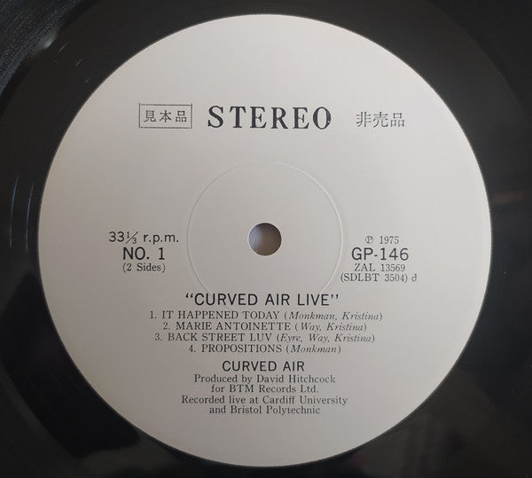 Curved Air - Curved Air Live (Vinyl, LP, Album, Promo, Stereo) Very Good (VG) / Good Plus (G+)