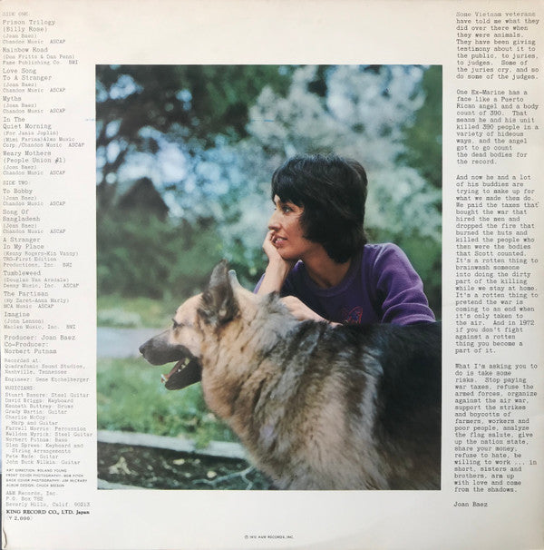 Joan Baez - Come From The Shadows (Vinyl, LP, Album, Stereo) Very Good (VG) / Good Plus (G+)