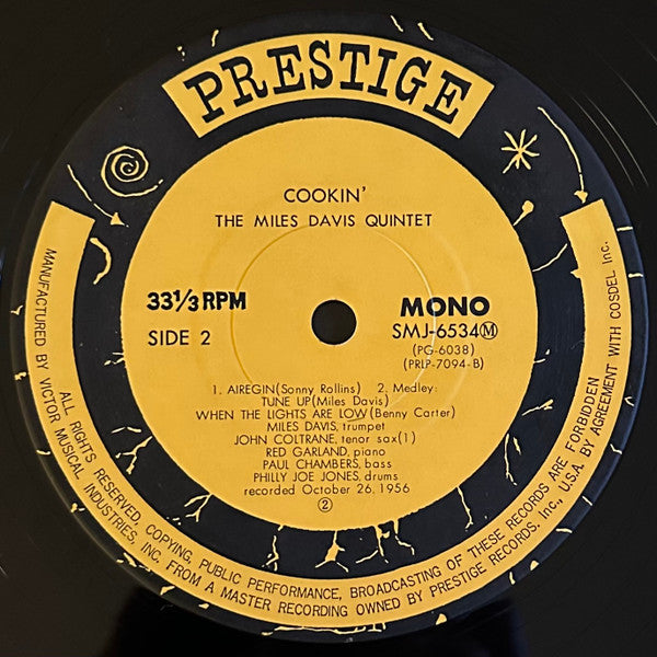 The Miles Davis Quintet - Cookin' With The Miles Davis Quintet (Vinyl, LP, Album, Reissue, Mono) Very Good Plus (VG+) / Very Good (VG)