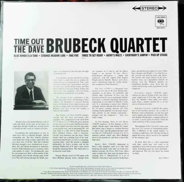 The Dave Brubeck Quartet - Time Out (Vinyl, LP, Album, Reissue, Stereo) Very Good Plus (VG+) / Good Plus (G+)