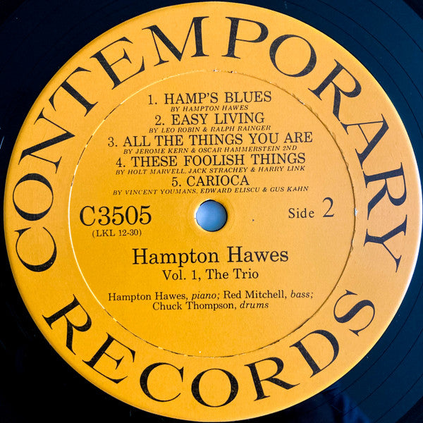 Hampton Hawes Trio - Hampton Hawes Trio, Vol. 1 (Vinyl, LP, Album, Reissue, Mono) Very Good Plus (VG+) / Very Good (VG)
