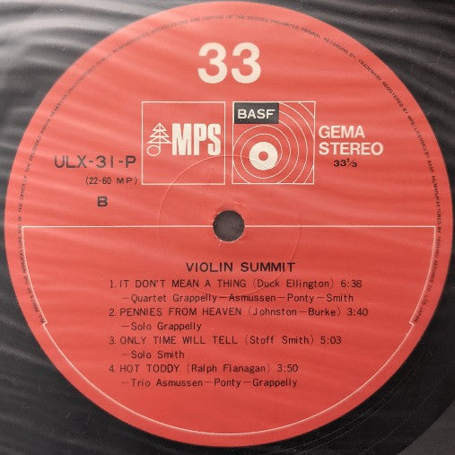 Stuff Smith - Violin-Summit (Vinyl, LP, Album, Reissue, Stereo) Very Good Plus (VG+) / Very Good Plus (VG+)