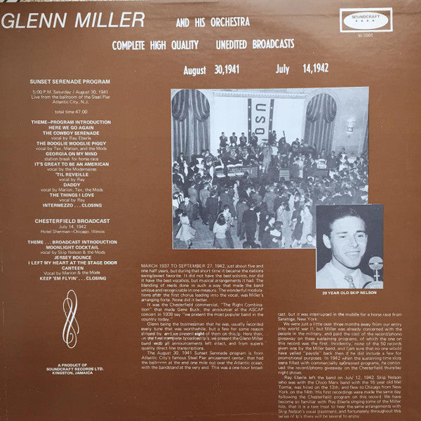 Glenn Miller And His Orchestra - Sunset Serenade August 30-1941 / Chesterfield Broad Cast - July14-1942 (Vinyl, LP, Album) Very Good Plus (VG+) / Very Good Plus (VG+)