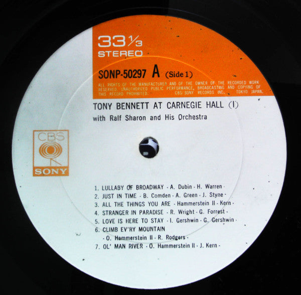 Tony Bennett - At Carnegie Hall Recorded Live June 9, 1962 (2xVinyl, LP, Reissue, Stereo) Very Good Plus (VG+) / Very Good (VG)