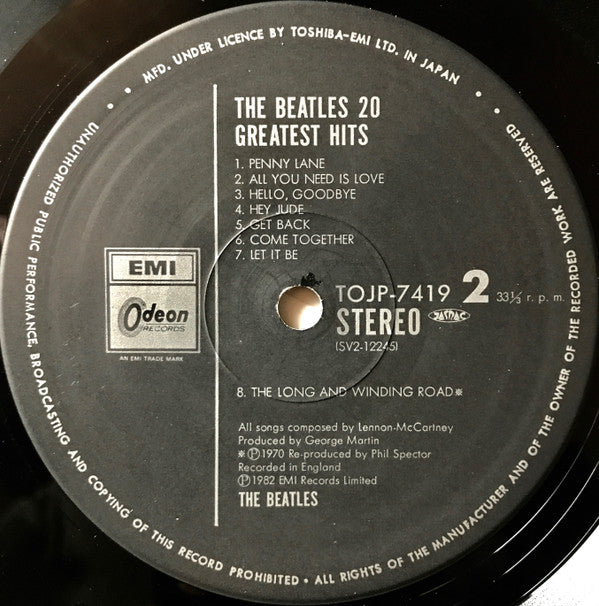 The Beatles - 20 Greatest Hits (Vinyl, LP, Compilation, Stereo, Mono) Near Mint (NM or M-) / Near Mint (NM or M-)