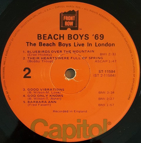 The Beach Boys - Beach Boys '69 (The Beach Boys Live In London) (Vinyl, LP, Album, Reissue) Very Good Plus (VG+) / Very Good (VG)