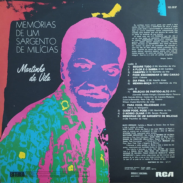 Martinho Da Vila - Memórias De Um Sargento De Milícias (Vinyl, LP, Album, Reissue, Stereo) Very Good Plus (VG+) / Very Good Plus (VG+)
