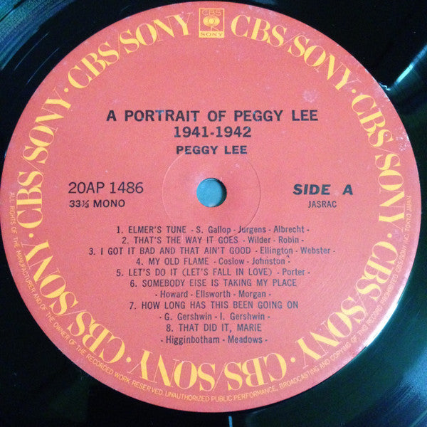Peggy Lee - A Portrait Of Peggy Lee 1941 - 1942 (Vinyl, LP, Compilation) Very Good Plus (VG+) / Very Good Plus (VG+)