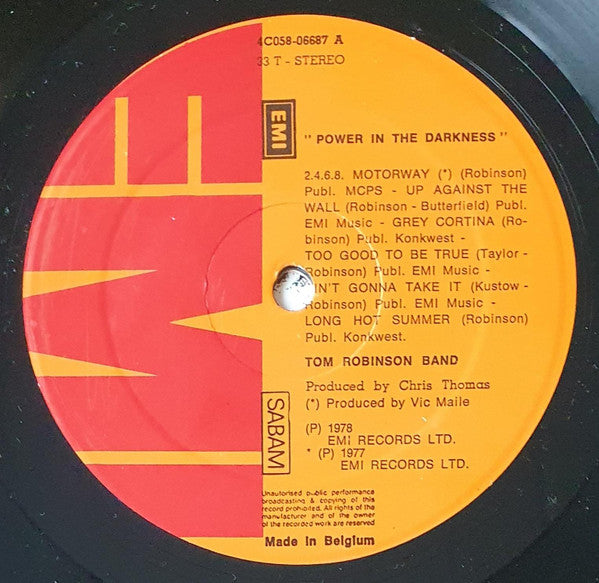 Tom Robinson Band - Power In The Darkness (Vinyl, LP, Album) Very Good Plus (VG+) / Very Good (VG)