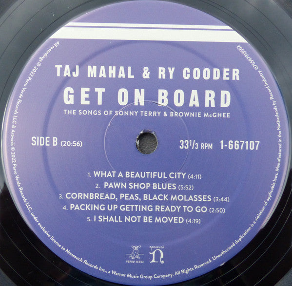 Taj Mahal - Get On Board (The Songs Of Sonny Terry & Brownie McGhee) (Vinyl, LP, Album) Very Good (VG) / Very Good Plus (VG+)