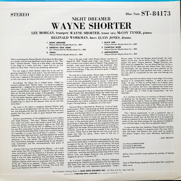Wayne Shorter - Night Dreamer (Vinyl, LP, Album, Stereo, Reissue) Very Good Plus (VG+) / Very Good Plus (VG+)