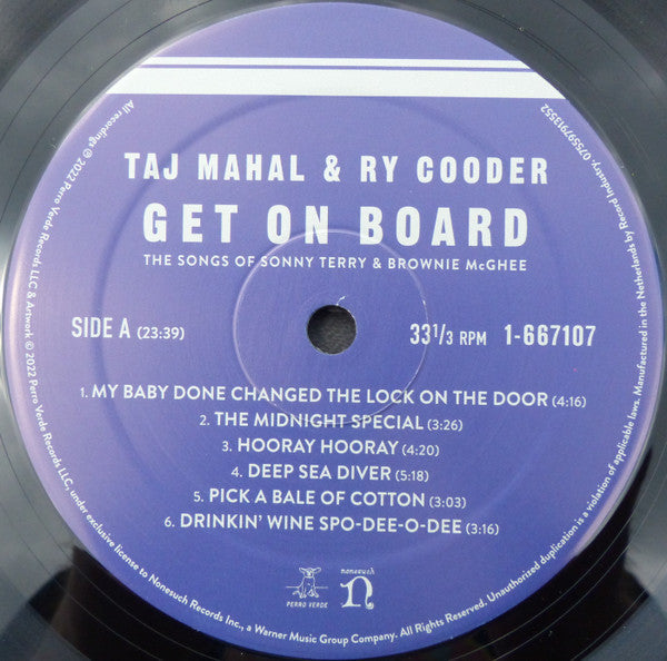 Taj Mahal - Get On Board (The Songs Of Sonny Terry & Brownie McGhee) (Vinyl, LP, Album) Very Good (VG) / Very Good Plus (VG+)