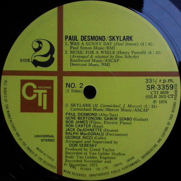 Paul Desmond - Skylark (Vinyl, LP, Album)