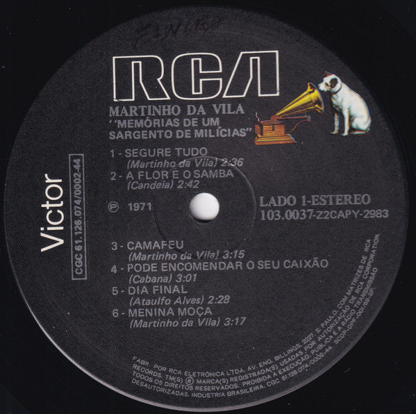 Martinho Da Vila - Memórias De Um Sargento De Milícias (Vinyl, LP, Album, Reissue, Stereo) Very Good Plus (VG+) / Very Good Plus (VG+)