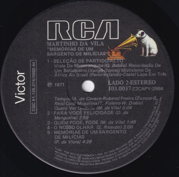 Martinho Da Vila - Memórias De Um Sargento De Milícias (Vinyl, LP, Album, Reissue, Stereo) Very Good Plus (VG+) / Very Good Plus (VG+)