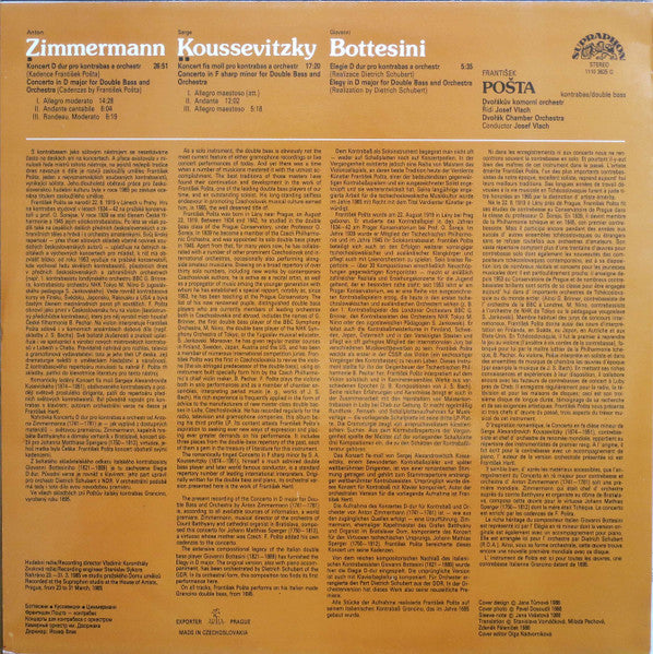 Giovanni Bottesini - Double Bass Concertos (Vinyl, LP, Stereo) Very Good Plus (VG+) / Very Good Plus (VG+)