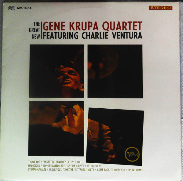 The Gene Krupa Quartet - The Great New Gene Krupa Quartet Featuring Charlie Ventura (Vinyl, LP, Stereo) Very Good Plus (VG+) / Very Good Plus (VG+)