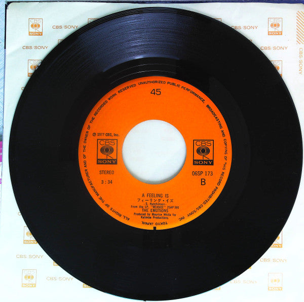 The Emotions - Best Of My Love / A Feeling Is = エモーションズ / ベスト・オブ・マイ・ラブ (Vinyl, 7", 45 RPM, Single, Stereo) Very Good Plus (VG+) / Very Good Plus (VG+)