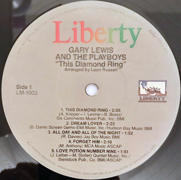 Gary Lewis & The Playboys - This Diamond Ring (Vinyl, LP, Album, Reissue) Very Good (VG) / Very Good (VG)