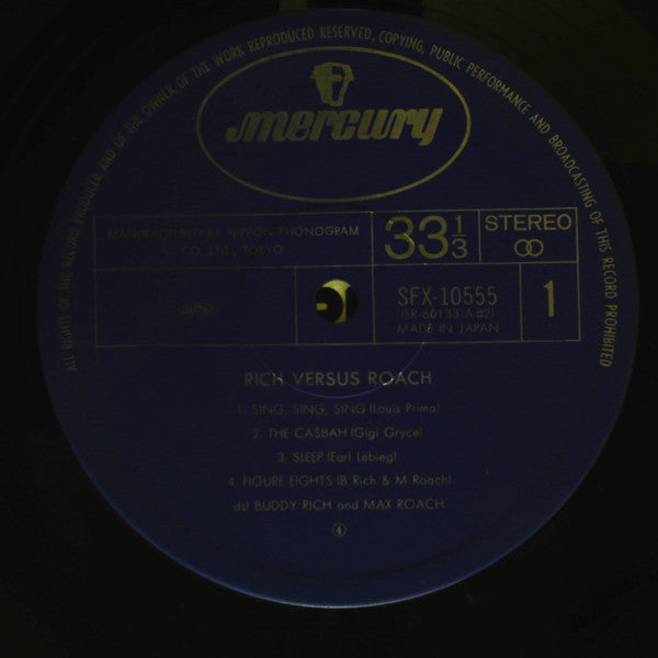 Buddy Rich - Rich Versus Roach (Vinyl, LP, Album, Reissue, Stereo) Very Good (VG) / Very Good (VG)