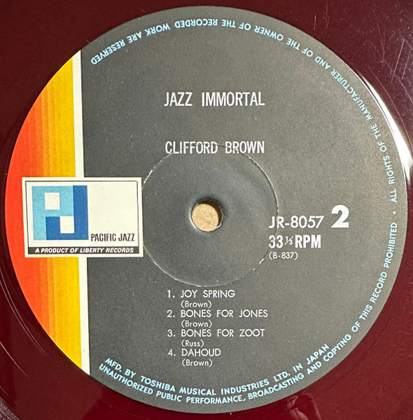 Clifford Brown - Jazz Immortal (Vinyl, LP, Album, Mono) Good Plus (G+) / Very Good (VG)