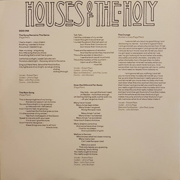 Led Zeppelin - Houses Of The Holy (Vinyl, LP, Album, Reissue) Very Good Plus (VG+) / Very Good Plus (VG+)