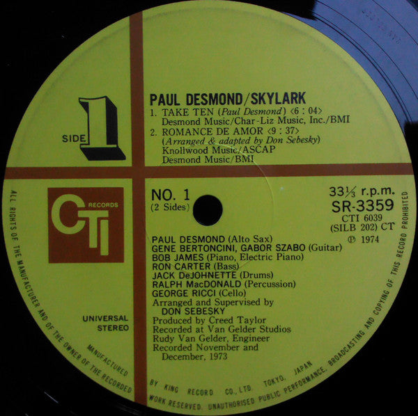 Paul Desmond - Skylark (Vinyl, LP, Album)