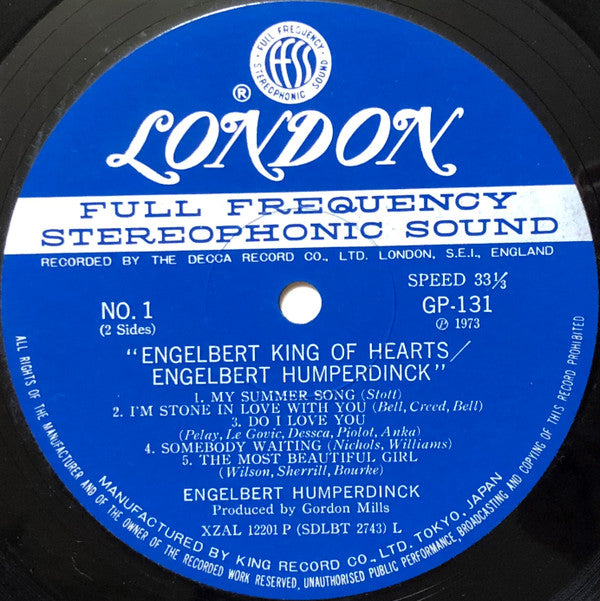 Engelbert Humperdinck - King Of Hearts (Vinyl, LP, Album) Very Good Plus (VG+) / Very Good Plus (VG+)