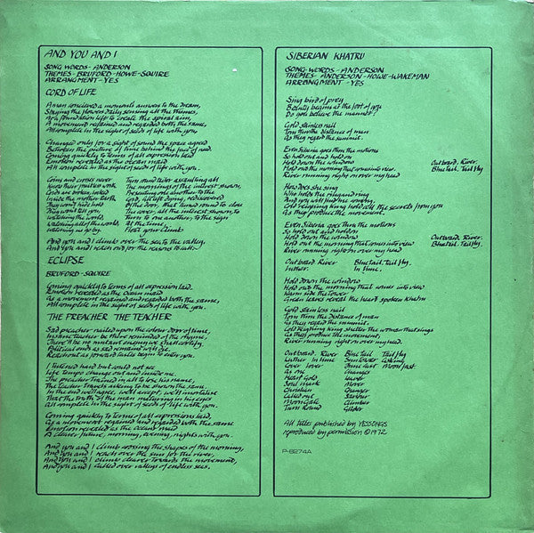 Yes - Close To The Edge = Kiseki (Vinyl, LP, Album) Very Good Plus (VG+) / Very Good (VG)