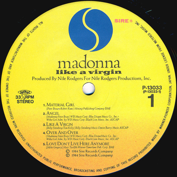 Madonna - Like A Virgin (Vinyl, LP, Album, Stereo) Very Good Plus (VG+) / Very Good Plus (VG+)