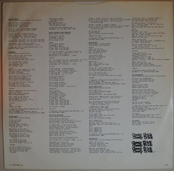 Cheap Trick - Heaven Tonight (Vinyl, LP, Album) Very Good Plus (VG+) / Very Good (VG)