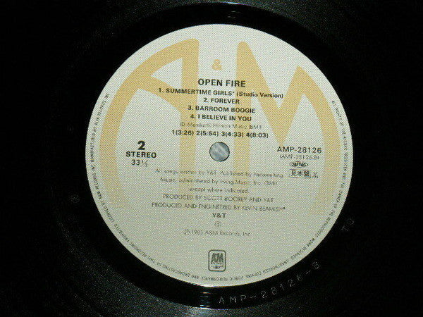 Y & T - Open Fire (Vinyl, LP, Album, Promo) Near Mint (NM or M-) / Very Good (VG)