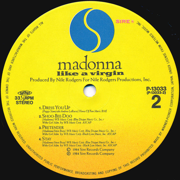 Madonna - Like A Virgin (Vinyl, LP, Album, Stereo) Good Plus (G+) / Very Good Plus (VG+)