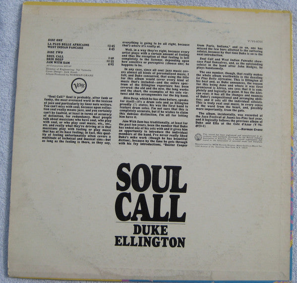 Duke Ellington - Soul Call (Vinyl, LP, Album, Stereo) Very Good Plus (VG+) / Very Good (VG)