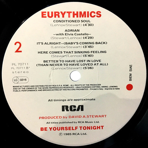 Eurythmics - Be Yourself Tonight (Vinyl, LP, Album) Very Good (VG) / Very Good (VG)
