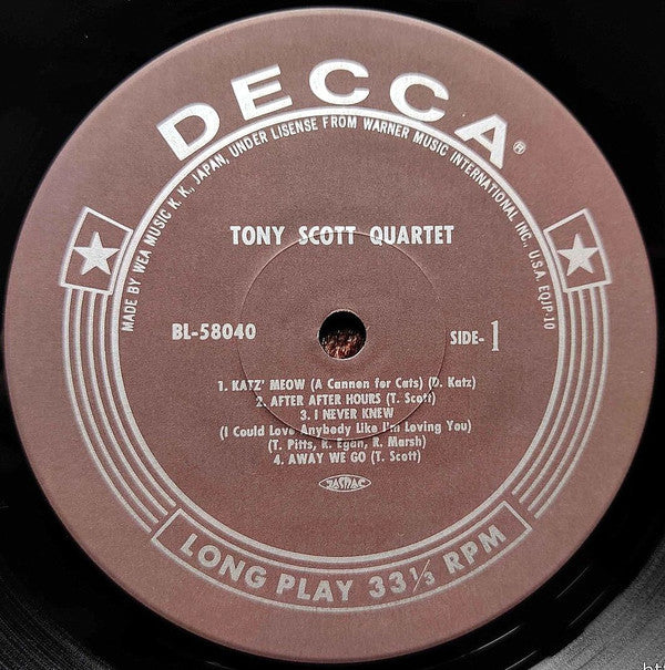 The Tony Scott Quartet - Tony Scott Quartet (Vinyl, LP, Album, Limited Edition, Reissue, Mono) Very Good (VG) / Very Good Plus (VG+)