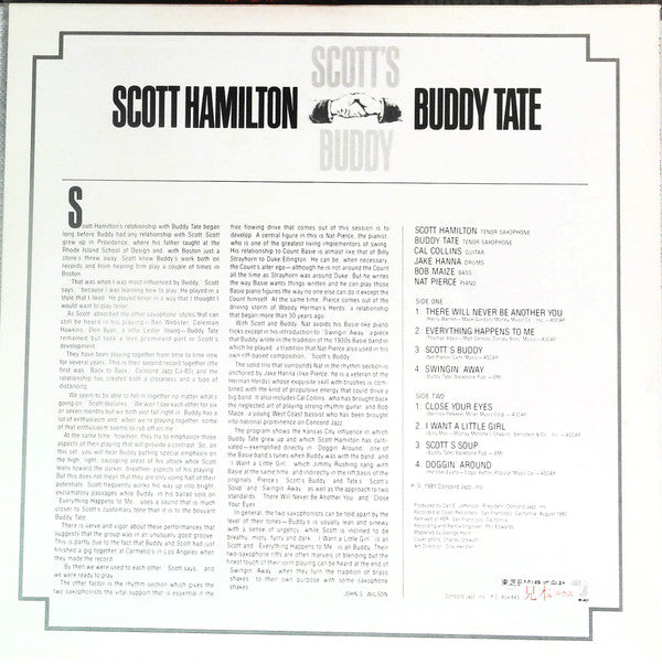 Scott Hamilton - Scott's Buddy (Vinyl, LP, Album, Promo) Near Mint (NM or M-) / Very Good (VG)