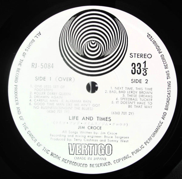 Jim Croce - Life And Times (Vinyl, LP, Album) Very Good (VG) / Very Good Plus (VG+)