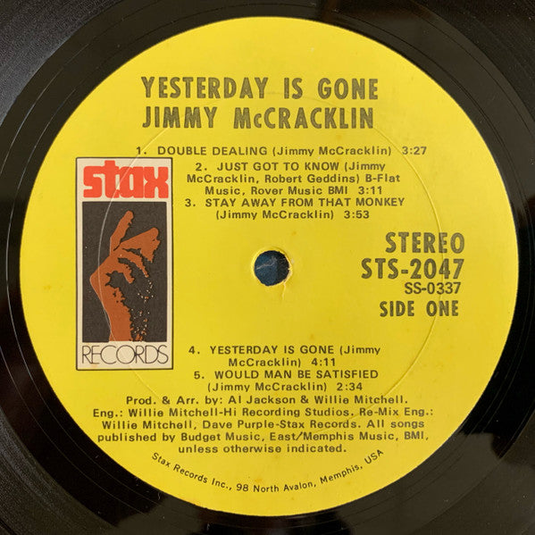 Jimmy McCracklin - Yesterday Is Gone (Vinyl, LP, Album, Stereo) Very Good (VG) / Good Plus (G+)