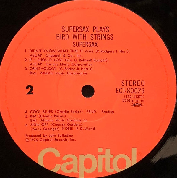 Supersax - Supersax Plays Bird With Strings (Vinyl, LP, Album, Reissue) Very Good Plus (VG+) / Very Good Plus (VG+)