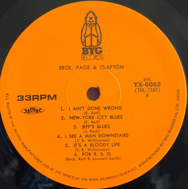 Jeff Beck - Beck, Page & Clapton (Vinyl, LP, Compilation) Very Good Plus (VG+) / Good Plus (G+)