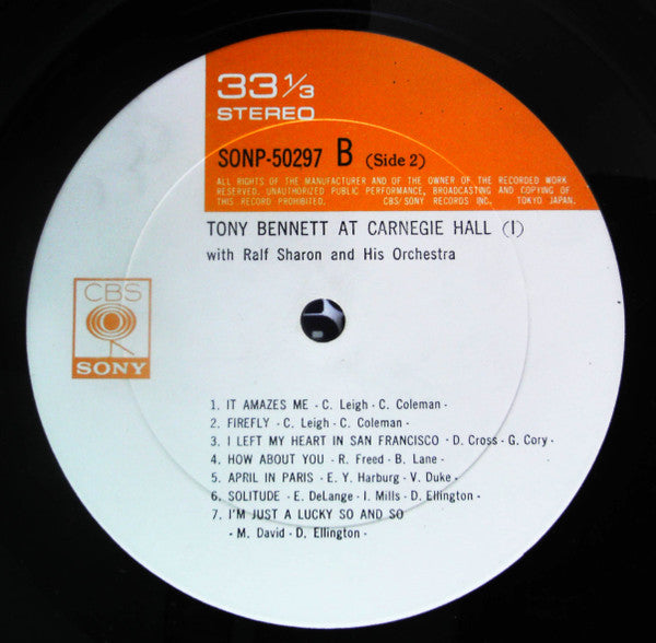 Tony Bennett - At Carnegie Hall Recorded Live June 9, 1962 (2xVinyl, LP, Reissue, Stereo) Very Good Plus (VG+) / Very Good (VG)